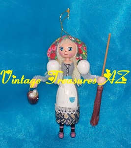 Image for Kurt S. Adler Cinderella/The Little Cinder Girl Vintage ca 1970s Wooden Figural Christmas Tree Ornament Holiday Decoration <b><span style='color:red'> USPS FIRST CLASS SHIPPING INCLUDED – DOMESTIC ORDERS ONLY!</span></b><span style='color:purple'>